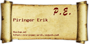 Piringer Erik névjegykártya